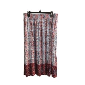 Croft & Barrow Red and White Patterned Midi Skirt. Large
